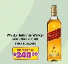 Soriana Híper Johnnie walker - whisky red label 700 ml oferta