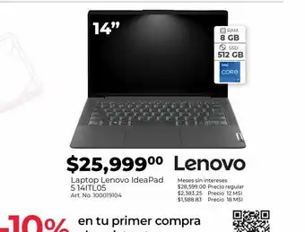 Laptop lenovo ideapad 5 14itl05 / intel core i7 / 14 pulg. / 512gb ssd / 8gb ram / gris