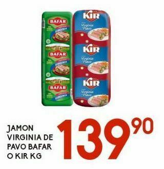Alsuper Jamón virginia de pavo bafar o kir kg oferta