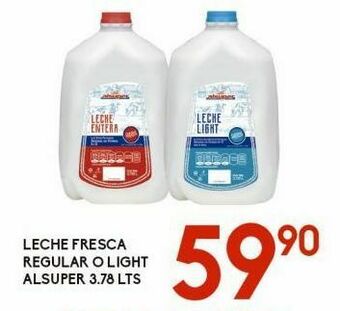 Alsuper Leche fresca regular o light alsuper 3.78lts oferta