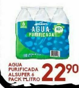 Alsuper Agua purificada alsuper 6 pack 1 lt oferta