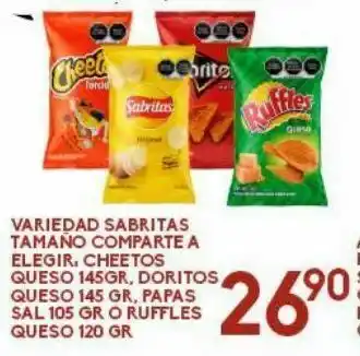 Alsuper Variedad sabritas cheetos, doritos, papas o ruffles oferta