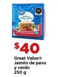 Bodega Aurrerá Great value - jamón de pavo y cerdo oferta