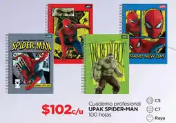 Chedraui Upak Spider-man cuaderno profesional oferta