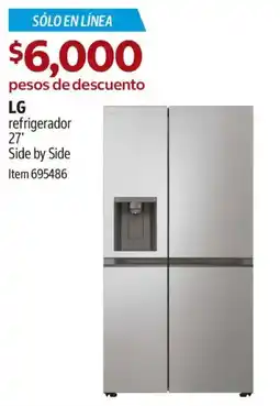 Costco lg refrigerador 27' side by side oferta