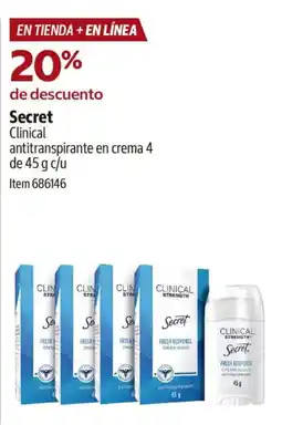 Costco Secret Clinical antitranspirante en crema oferta