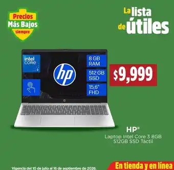 HP Laptop Intel Core 3 8GB 512GB SSD Táctil