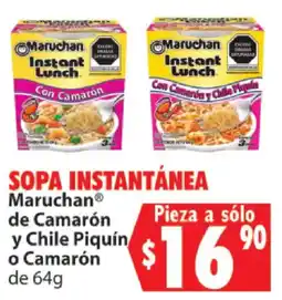 Casa Ley Maruchan sopa instantánea de camarón y chile piquín o camarón oferta