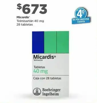 Bodega Aurrerá Medicamentos micardis 40 mg 28 tabletas oferta