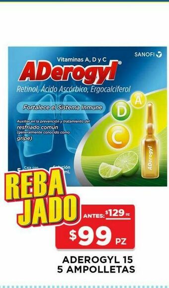 Aderogyl 5 ampolletas sol ing 3ml 5 pz