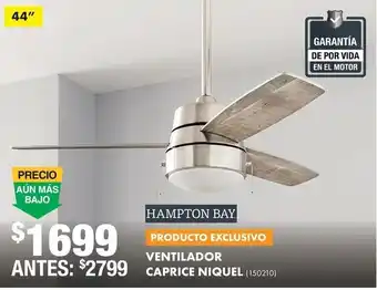 The Home Depot hampton bay ventilador caprice niquel oferta