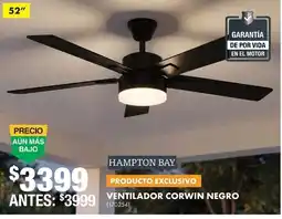 The Home Depot hampton bay ventilador corwin negro oferta
