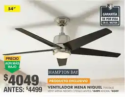 The Home Depot hampton bay ventilador mena niquel oferta