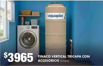 Aquaplas tinaco vertical tricapa con accesorios