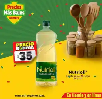 Bodega Aurrerá Nutrioli - aceite puro de soya oferta