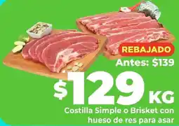 HEB Costilla Simple o Brisket con hueso de res para asar oferta