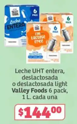 Soriana Híper Valley Foods leche uht entera deslactosada o deslactosada light oferta