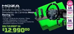 Soriana Híper Moza Racing Bundle Volante y Pedales Simulador de Carreras Moza Racing R5 oferta