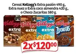 Soriana Mercado Kellogg's Extra pasión Extra nuez o Extra coco almendra o Choco Zucaritas oferta