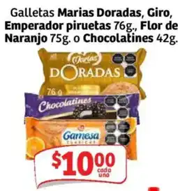 Soriana Mercado Galletas Marias Doradas, Giro, Emperador piruetas, Flor de Naranjo, Chocolatines oferta