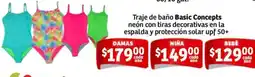 Soriana Mercado Basic Concepts Traje de baño neón con tiras decorativas en la espalda y protección solar upf 50+ oferta
