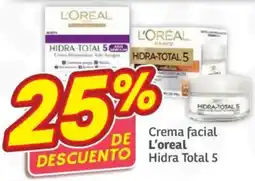 Soriana Súper L'oreal crema facial hidra total 5 oferta