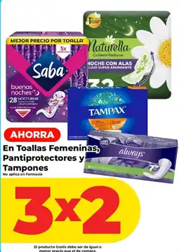 HEB Saba Naturella Tampax always oferta