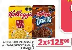 Soriana Híper Kellogg's - cereal corn pops 450 g. o choco zucaritas 580 g oferta