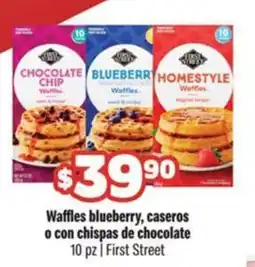 Smart & Final First Street Waffles blueberry, caseros o con chipas de chocolate oferta