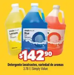 Smart & Final Simply Value Detergente lavatrastes, variedad de aromas oferta