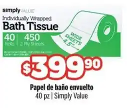 Smart & Final Simply Value Individually Wrapped Bath Tissue oferta