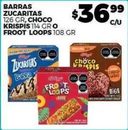 Merco Kellogg's - barras zucaritas 126 gr, choco krispis 114 gr o froot loops 108 gr oferta