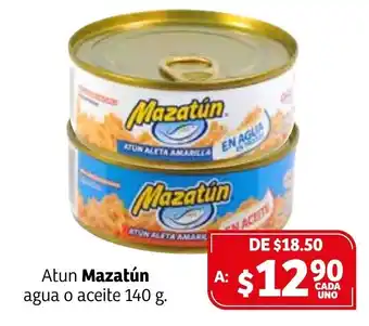 Soriana Híper Atun Mazatún Agua o Aceite 140g oferta