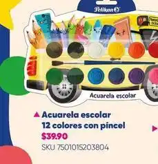 Woolworth Pelikan - acuarela escolar 12 colores con pincel oferta