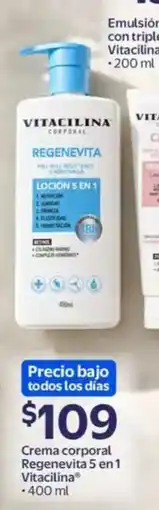 Walmart Vitacilina crema corporal regenevita 5 en 1 oferta