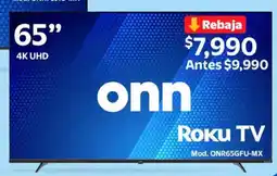 Walmart Onn roku tv 65" oferta