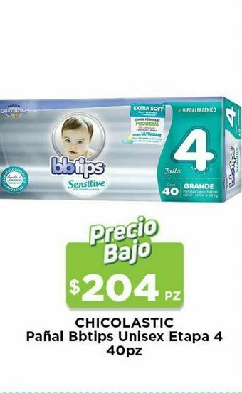 Chicolastic pañales bbtips unisex et 4 40 pz