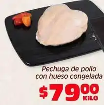 Soriana Híper Pechuga de pollo con hueso congelada oferta