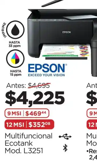 Chedraui Epson Multifuncional Ecotank Mod. L3251 oferta