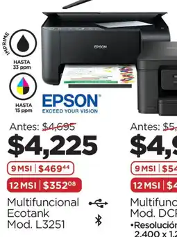 Chedraui Epson multifuncional ecotank mod. l3251 oferta