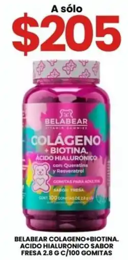 Farmapronto Belabear colágeno+biotina. ácido hialurónico sabor fresa oferta