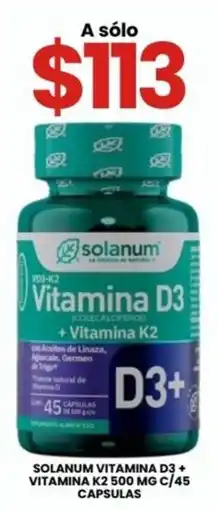 Farmapronto solanum vitamina d3 + vitamina k2 500 mg c/45 capsulas oferta