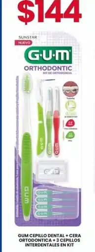 Farmapronto Gum cepillo dental + cera ortodóntica + 3 cepillos interdentales en kit oferta
