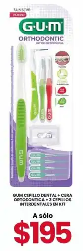 Farmapronto Gum cepillo dental + cera ortodóntica + 3 cepillos interdentales en kit oferta