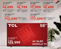 City Club Tcl 4k qled google tv 98" oferta