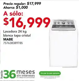 City Club MABE lavadora 24 kg blanca tapa cristal oferta