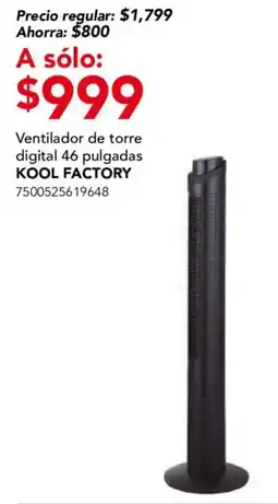 City Club Kool Factory Ventilador de torre digital 46 pulgadas oferta