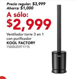 City Club Kool Factory Ventilador torre 3 en 1 con purificador oferta