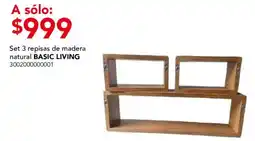 City Club Basic Living set 3 repisas de madera natural oferta