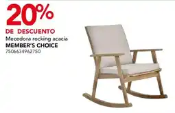 City Club Member's Choice Mecedora rocking acacia oferta